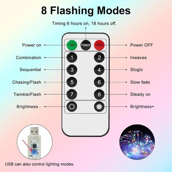 🆕 Curtain String Twinkle Lights 600 LED Fairy Bedroom 8 Modes Waterproof Desire - Picture 5 of 7